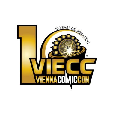 Vienna Comic Con mit stilisiertem Riesenrad und Textzusatz: 10 Years Celebration